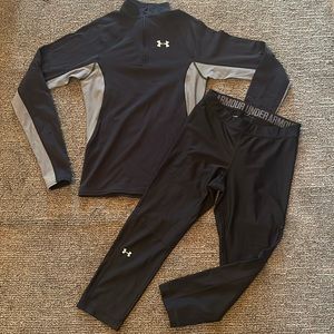 Under Armour Half Zip Jacket and Tights Outfit